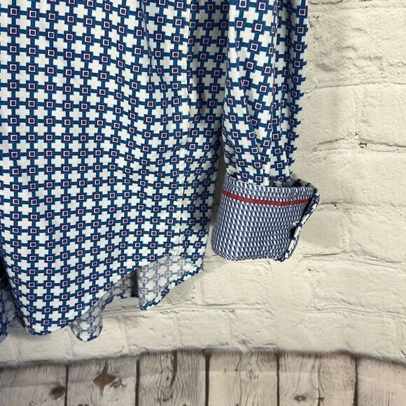 Buttercloth Regular Fit Geometric Print Long Sleeve Button Up Mens Size L - Picture 4 of 8